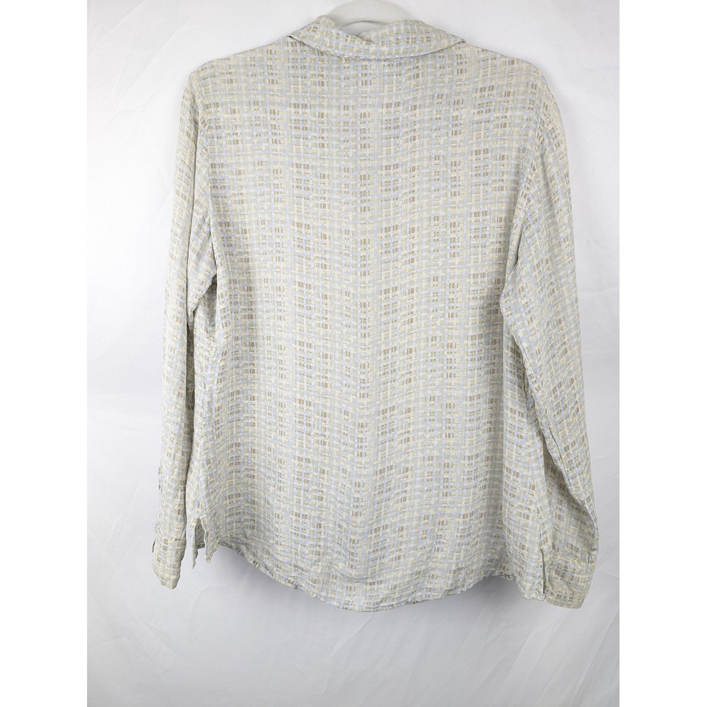 Vintage Y2K Geometric Abstract 100% Silk Button Top Size 10 Long Sleeve Office - Picture 4 of 10
